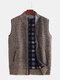 Mens Wool Blends Fleece Lined Slim Fit Sleeveless Casual Wool Vests - Coffee