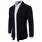 Mens Spring Fall Brief Solid Color Turndown Collar Casual Cardigans - Black
