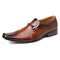 Men Genuine Leather Non Slip Business Formal Dress Shoes - Brown