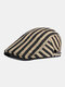 Men & Women Cotton Stripes Pattern Casual Fashion Breathable Forward Hat Flat Hat - Khaki