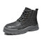 Men Lace-up Non Slip Hard Wearing Short Calf Casual Chelsea Boots - Gray