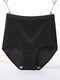 Plus Size High Waisted Butt Lifter Breathable Seamless Panties - Black