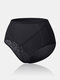 Lace Mesh Middle Waisted Breathable Seamless Full Hip Panties For Women - Black