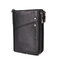 RFID Men Genuine Leather 10 Card Slot Wallet Double Zipper Coin Purse - Black