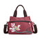 Canvas Tote Handbags Chinese Style Front Pockets Shoulder Crossbody Bags - Burgundy