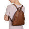 Women Casual PU Faux Leather Zipper Multi-carry Backpack - Brown