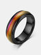 Trendy Personality Temperature-sensitive Discoloration Circle-shaped Stainless Steel Couple Ring - Black