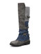 Large Size Women Color Block Buckle Design Side-zip Comfy Flat Mid Calf Boots - Blue