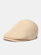 Unisex Cotton Solid Color Fashion Casual Sunshade Forward Hat Beret Flat Hat - Beige