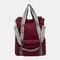 Women Nylon Waterproof Large Capacity Handbag Shoulder Bag - Wine Red