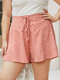Plus Size Polka Dot Print  Lace-Up Design Shorts - Shrimp