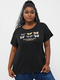 Butterflies Print O-neck Plus Size Casual T-shirt for Women - Black