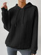 Women Cable Knit Long Sleeve Casual Drawstring Hoodie - Black