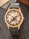 2 Colors Wooden PU Couple Vintage Carved Dial Bamboo Wood Watch Decorative Pointer Quartz Watch - #01
