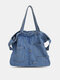 Menico Women's Oxford Cloth Lazy Style Messenger Bag Large-capacity Shopping Bag Literary Shoulder Handbag - Blue