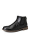 Men Vintage Side Zipper Waterproof Casual Chelsea Ankle Boots - Black