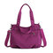 Women Waterproof Nylon Leisure Plain Large Capacity Handbag Crossbody Bag - Purple