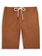 Men Plain Casual Cotton Board Shorts Solid Color Holiday Drawstring Casual Shorts - Brown