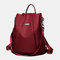 Women Large Capacity Solid Casual Anti theft Shoulder Bag Backpack Two Sizes - Red
