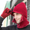 Men 2PCS Plus Velvet Winter Keep Warm Neck Face Ptotection One-piece Headgear Scarf Beanie Full-finger Gloves - #08