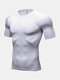 Mens Pattern Breathable Quick Dry Elasticity Short Sleeve Sporty T-Shirt - White