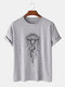 Mens Jellyfish Graphic Crew Neck Short Sleeve Cotton T-Shirts - Gray