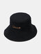Unisex Double-sided Cotton Lattice Pattern Young Sunshade Bucket Hat - Black