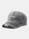 Unisex Cotton Fish Pattern Embroidery Solid Color Washed Made-old Sunscreen Baseball Cap - Black