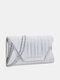 Joseko Ladies Elegant Folding View Design Party Convertible Strap Envelope Bag Clutch - Silver