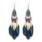 Bohemian Feather Drop Earrings Long-Style Tassels Earrings Retro Women Drop Earrings - Blue