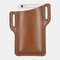 Men EDC 6.3 Inch Leather Phone Holder Waist Belt Bag - Deep Brown