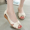 Peep Toe Breathable Wedges Hollow Out Sandals - White