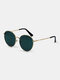 Unisex Fashion Casual Metal Narrow Rim Full Frame UV Protection Sunglasses - Dark Green