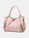 Women Vintage PU Leather Patchwork Handbag Shoulder Bag Satchel Bag - Pink