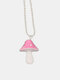 Cartoon Color Mushroom Necklace Personality Cute Resin Pendant Charm Jewelry Gift - Pink