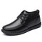 Men Lace-up Warm Plush Lining Soft Sole Business Casual Ankle Boots - Black