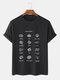 Plus Size Mens Pasta Types Print 100% Cotton Fashion Short Sleeve T-Shirts - Black