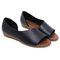 Women Casual Peep Toe Side Open Chaussures Flat Sandals - Black