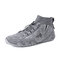 Men Leather Soft Sole Lace-up Hard Wearing Casual Sock Boots - Gray