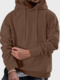 メンズソリッドコーデュロイカンガルーポケットカジュアル巾着パーカー - 褐色