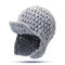 Women Wool Knit Beanie Cap Solid Color Mohair Earmuffs Outdoor Casual Windproof Hat - Light Grey