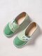 LOSTIST Large Size Women Casual Soft Splicing Lace Up Flat Loafers - Green