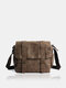 Menico Men Artificial Leather Retro Large Capacity Messenger Bag 13 Inch Laptop Durable Crossbody Bag - Khaki