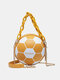 Women Basketball Football Chains Handbag Crossbody Bag Shoulder Bag - Yellow 1
