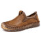Menico Men Hand Stitching Anti-collision Non Slip Soft Leather Shoes - Brown