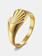 Trendy Simple Carved Love-shaped Refracts Light Polished Titanium Steel Seal Ring - Gold