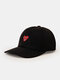 Unisex Cotton Solid Color Cartoon Grinning Love Heart Pattern Embroidery Fashion Sunshade Baseball Cap - Black