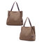 Women Canvas Solid Color Large Capacity Tote Handbag Shoulder Bag - Coffee