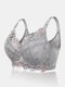 Embroidery Push Up Full Coverage Gather Thin Bras - Grey