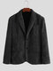 Mens Plain Solid Color Corduroy Thicken Blazer Casual Jackets - Black